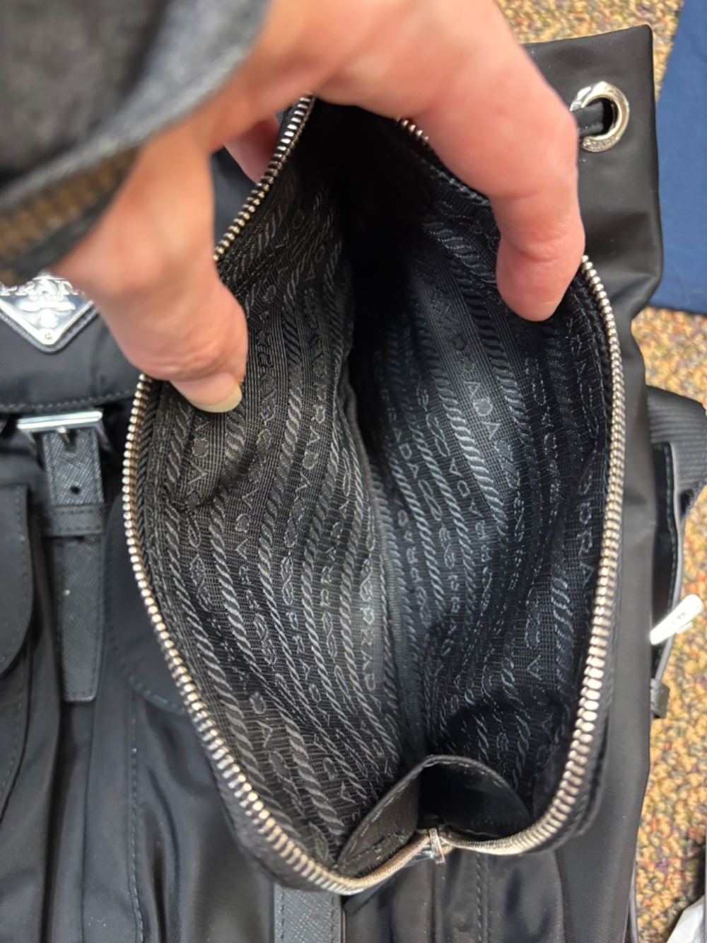 Prada Black Re-Nylon Medium Backpack with Detachable Pouch & Dustbag - Picture 4 of 10